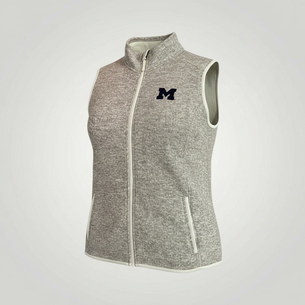 Charles‎ River Apparel Michigan Wolverines Vest Womens 2XL Heather Gray Zip Logo